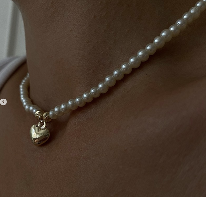 Pearl Heart Charm Necklace