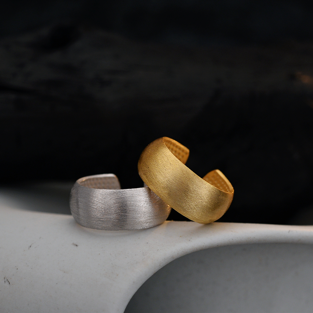 Korean Design Geometric Brushed Ring