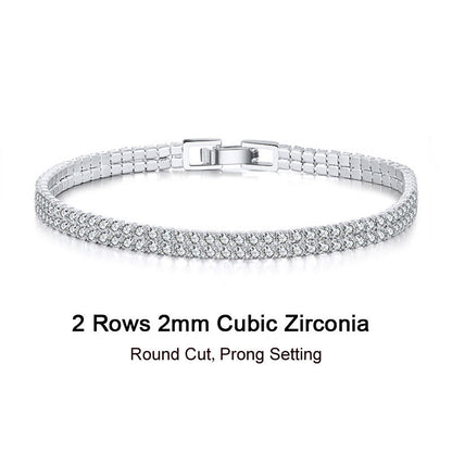 Tennis 2 Raws Cubic Zirconia Bracelet Length 18cm(7inches)