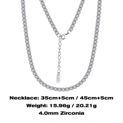 Tennis Round Cubic 4.0mm Zirconia Necklace Length 14+2inches/ 18+2inches