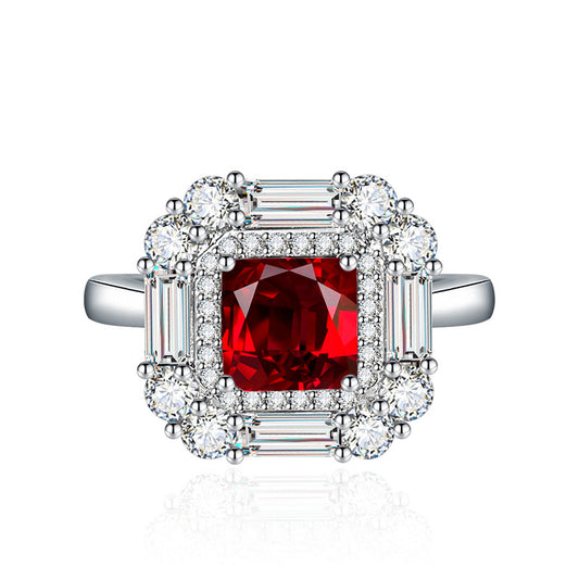 Fashion Micro-Set Zircon Square Different Diamond Colors Rings Adjustable