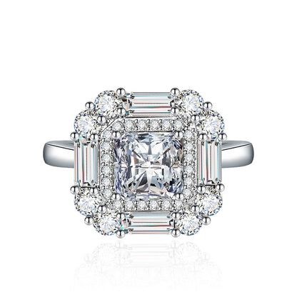 Fashion Micro-Set Zircon Square Different Diamond Colors Rings Adjustable