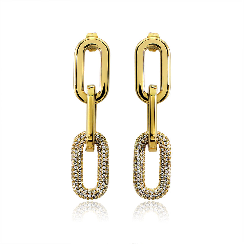 Crystal Stones Link Chain Earring