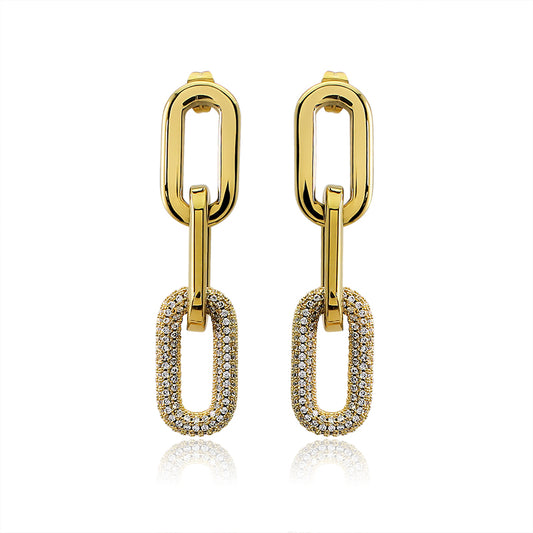 Crystal Stones Link Chain Earring