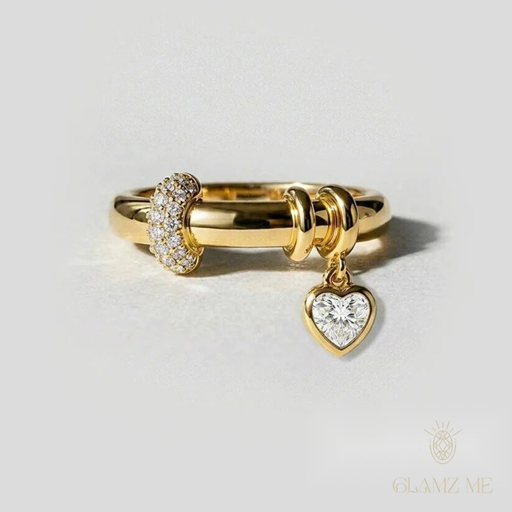 Heart Drop Charm Ring