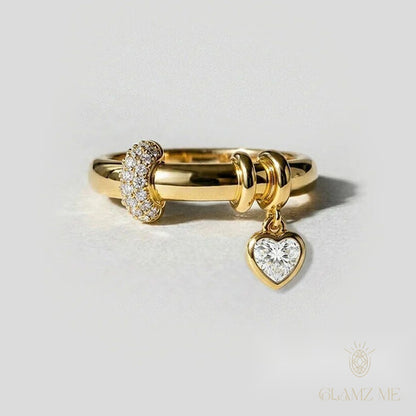 Heart Drop Charm Ring