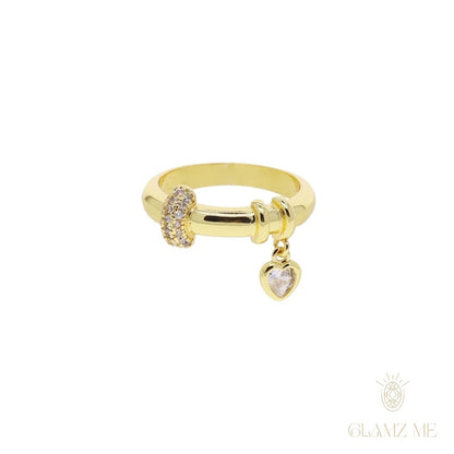 Heart Drop Charm Ring