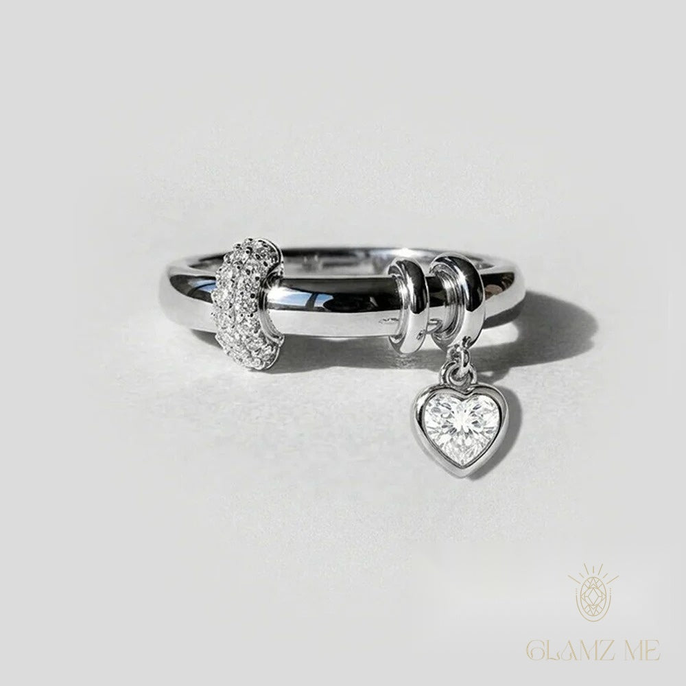 Heart Drop Charm Ring