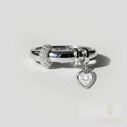 Heart Drop Charm Ring