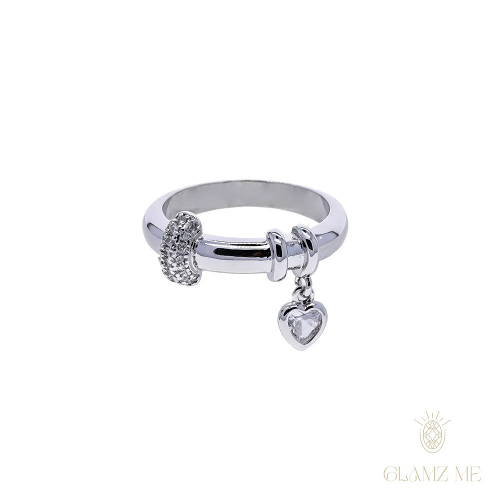 Heart Drop Charm Ring