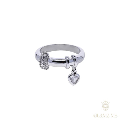 Heart Drop Charm Ring