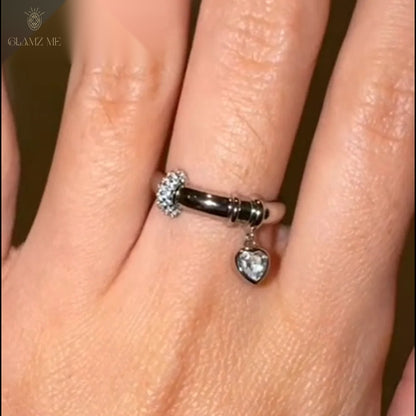 Heart Drop Charm Ring
