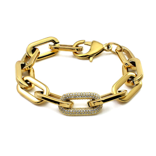 Crystal Stones Link Chain Bracelet