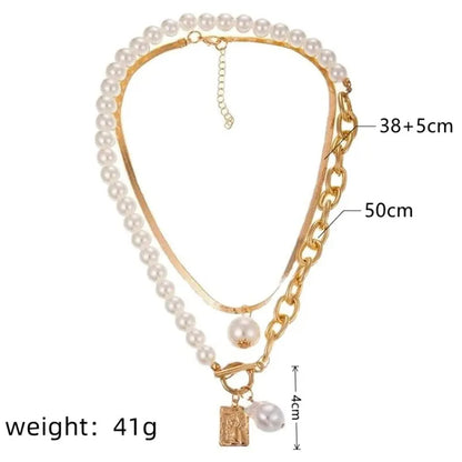 Tow PCS Pearl with Gold Necklace