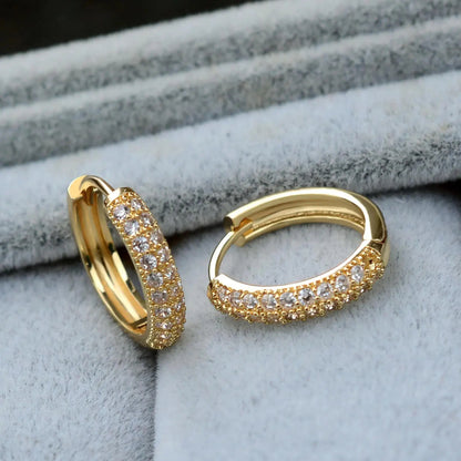 Geometric Circle Crystal CZ Big Huggies Hoop Earrings - Different Sizes
