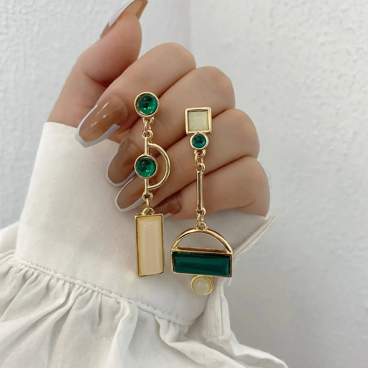 Irregular Enamel Geometric Drop Earrings