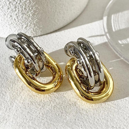 Two-color metal stitching Earrings