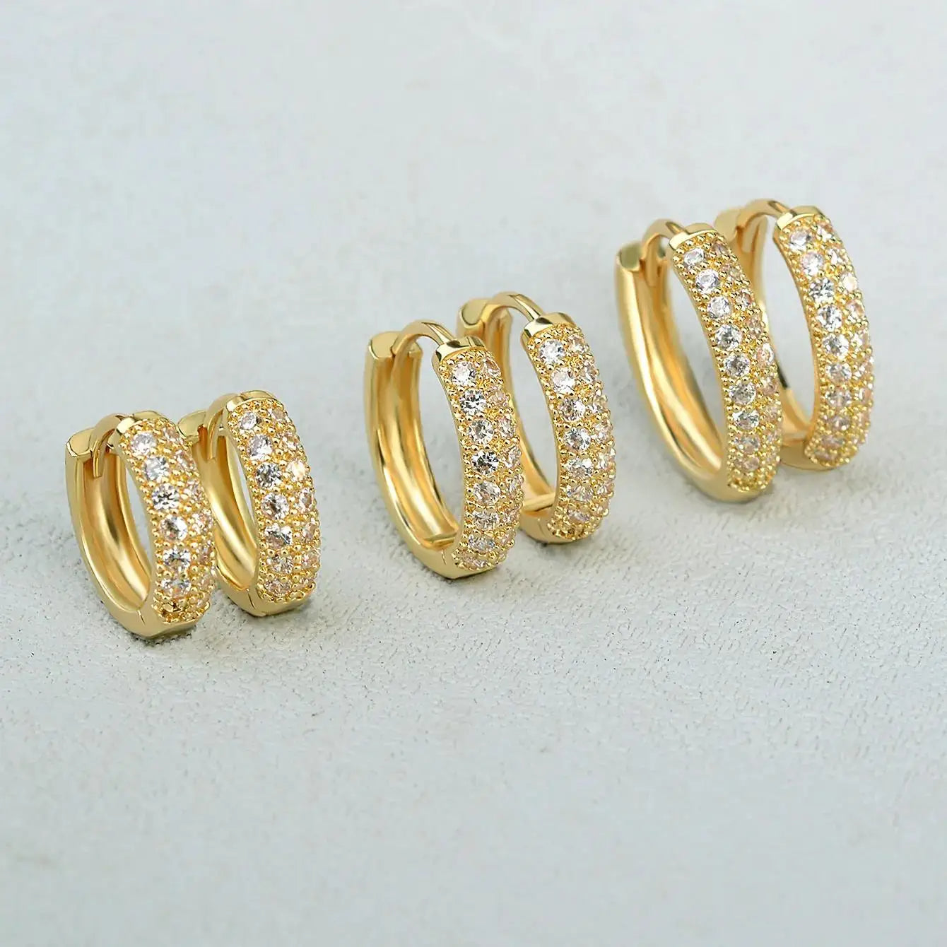 Geometric Circle Crystal CZ Big Huggies Hoop Earrings - Different Sizes