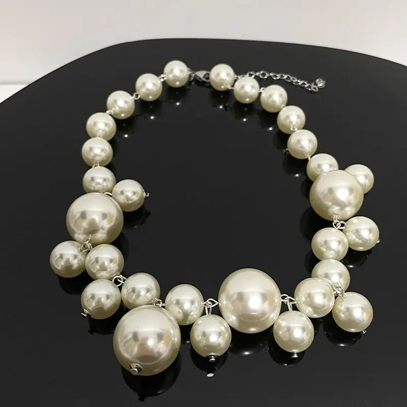 Five Different style of White Imitation Pearl Bead Necklace