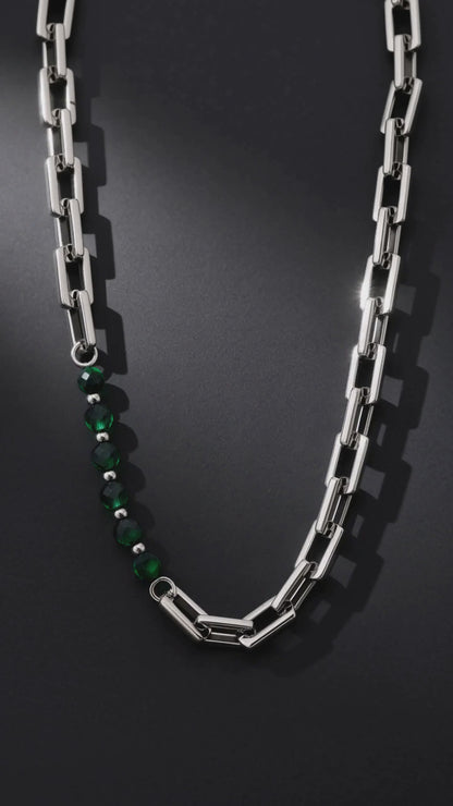 Blue or Green Round Beads Stone Necklace