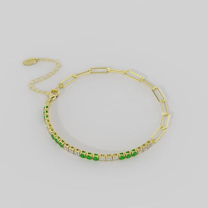 Thick Green 2mm Tennis AAAA Cubic Zircon Paperclip Chain Choker Bracelet