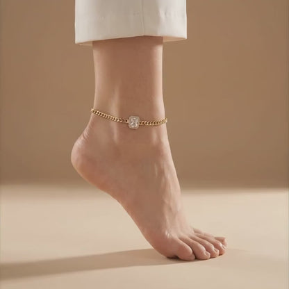 Radiant Square Crystal Anklets