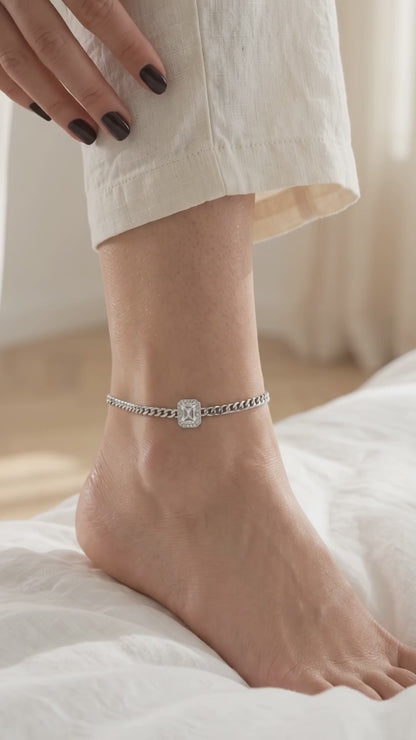 Radiant Square Crystal Anklets