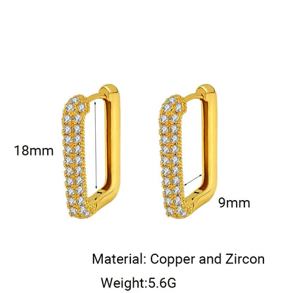 Geometric Square Crystal CZ Big Huggies Hoop Earrings - Different Sizes