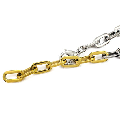 Two Tone Color Link Chain Necklace and Bracelet Set