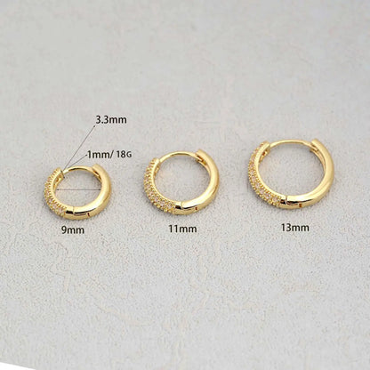 Geometric Circle Crystal CZ Big Huggies Hoop Earrings - Different Sizes