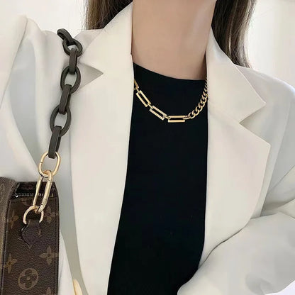 Cuba Chain Charm Necklace and Bracelet Set