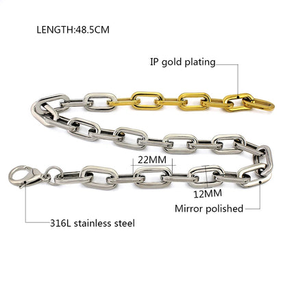 Two Tone Color Link Chain Necklace and Bracelet Set